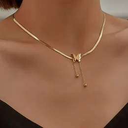 Fashion Gold Butterfly Necklace for Women Multilayer Heart Pendant Choker Clavicle Chain Tassels Necklace Jewelry Holiday Gift