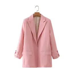 BBWM Vintage Elegancka kurtka damska moda kobiece robocze garnitur obrót kołnierz dziewięć czwarty płaszcz szykowny top casual casaco 210520