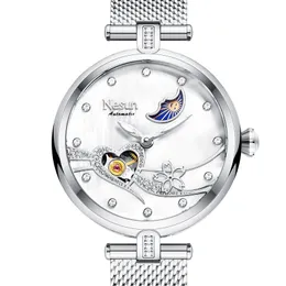 Szwajcaria Luksusowa marka Nesun Women Watch Japonia Oryginalne Automatyczne MOVT Wristwatches 50m Wodoodporna Szkielet Lady Clock N9062-4