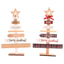 Dekoracje świąteczne Drewniane Tabletop Tree Mini z 1 Star Treetop i Dzwonów Ozdoby Dekorory Christm