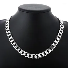 Kedjor Specialerbjudanden 925 Sterling Silver Halsband för män Klassisk 12mm Kedja 18-30 inches Fint Mode Märke Smycken Party Bröllopsgåva