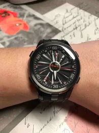 44mm turbo tekerlek poker kadran benzersiz serin erkekler izle otomatik hareket bilek saati yüksek kaliteli lastik kayış erkek saatler tasarımcı su geçirmez moda parti kulüp pub