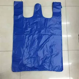 100st 26x 40cm förtjockad svart väst plastpåse takeaway shopping packning sopor med handtag väska kök vardagsrum ren 210402
