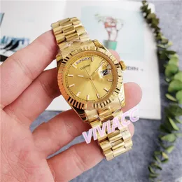 Classic Women Yellow Gold Sports Week Watches Automatic Mechanical Stainless Steel Rome Calendar Wristwatch Day date 36mm