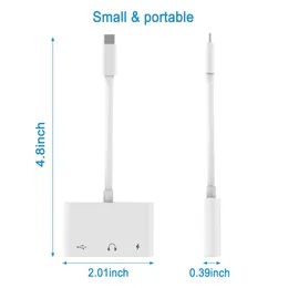 Typ C till USB 3 Camera Reader OTG Adapter med USB C till 3,5 mm aux hörlursuttag Laddningsdata synkronisering för Google Pixel 2 / 2XL / 3 / 3XL