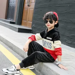 Autumn Winter Girls and Boys Clothes 2 Pieces Casual Sets Gold Velvet Tracksuit For Girls Sport Suits Barn Set kläder