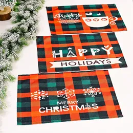 Christmas retangular tabela placemat copo copo tapetes antiderrapantes grade impressão placemats isolação térmico xmas decoração decoração mesa de mesa JY0696