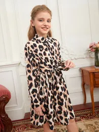 Ключевые слова на русском: Girls LeoPard Print Кнопка Переднее Белтовое Рышное платье