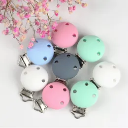 10Pcs Round Baby Pacifer Clips Silicone Teether Clip DIY Baby Dummy Chain Nipple Holder Soother Nursing Teething Toy Soft Clips 107 B3