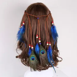 Hårklämmor Barrettes Korean Wave Peacock Feather Headband Färg Män och kvinnor Huvudbonnadsmodtemperament Tillbehör