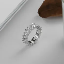 Klusterringar 100% 925 Sterling Silver Square Cubic Zirconia Bröllop för Kvinnor Fina Smycken, Fashion Engagemen Ring Tillbehör