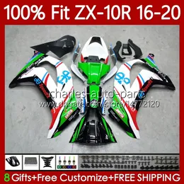 Injection Fairings for Kawasaki Green White Ninja ZX 10 R 1000 CC ZX1000 C 16-20NO.63 ZX 10R 1000CC ZX-10R ZX10R 16 17 18 19 20 ZX-1000 2016 2017 2018 2019 2020 OEM الجسم