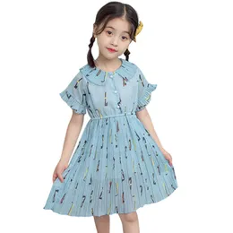 Vestido menina padrão floral para verão criança estilo casual traje s 6 8 10 12 14 210528