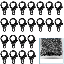 50st Gold / Black / Silver 12mm rostfritt stål Hook Clasps smycken Fynd Claw Lobster Clasp Fastener DIY för halsbandsarmband