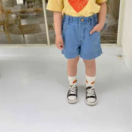 夏の女の子のファッションデニムショーツ子供綿カジュアル1-7Y 210708