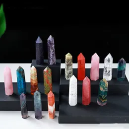 7~8cm*2cm Rough polished Quartz Pillar Art ornaments Energy stone Wand Healing Gemstone tower Natural Crystal point