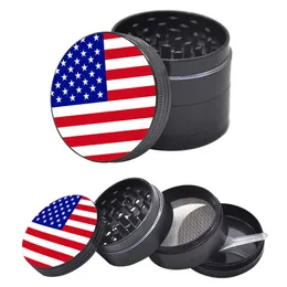 Flag Herb Smoke Grinder 50MM Diameter Tobacco Crusher 4 Layer Zinc Alloy Mental Grinders