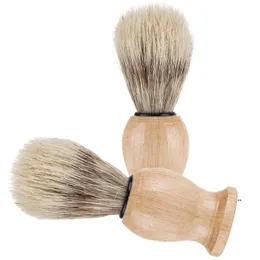 NEWNEWNylon Solid Beard Brush Wood Color Bristles Shave Tool Men Male Shaving Brushes Shower Room Accessories Travel Gift EWB7751