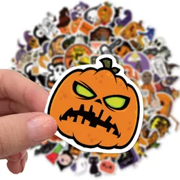 50ピースパックハロウィンカボチャのパーティーステッカーの防水ステッカーボトルノートパソコンのカープランナースクラップブッキング電話マイクブックカップワードローブ壁ドアオーガナイザーデカール