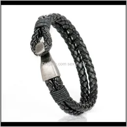 Bangle entrega entrega 2021 múltiplas camadas laranja marrom preto branco pulseiras de couro clássico corda cadeia encantos pulseira para homens braçadeira jóia