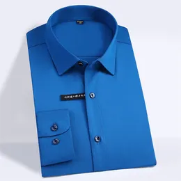 الرجال مريح - لينة سلس الخيزران الألياف اللباس قمصان الجيب أقل تصميم طويل الأكمام القياسية تناسب الكلاسيكية سهلة الرعاية قميص 210714