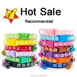 Wholesale Paw Collars 100 X Cute Bell Small Dog Collar Cat Collars Pet Collar Adjustable Puppy Cats Accessories 210729