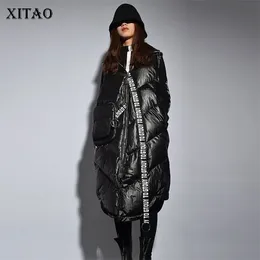 Xitaoストリートウェアファッション女性冬のターンダウンカラーフルスリーブベスト女性パッチワーク[PCKER文字ZLL2158 211220