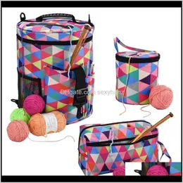 Sewing Notions Apparel Drop Delivery 2021 Rainbow Color Knitting Yarn Tote Bag Organizzatore di grande capacità per strumenti di tessitura Accessori per uncinetto Sto