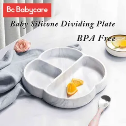 BC Babycare Baby Dividing Suction Plate Bowl Cute Animal Shape Silicone Plate Kids Feeding Tray Tableware BPA Free Dining Dishes G1210