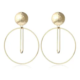 Shineland Simple Color Silver Drop Kolczyki Geometryczne Koło Wisiorek Moda Party Biżuteria Kobiety Dynda Żyrandol
