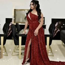 Vestidos de baile de sereia vermelha sexy e sexy de um ombro lacta de renda de renda de varredura de varredura a aso ebi vestidos de noite vestido