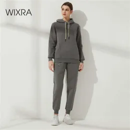 WIXRA Zimowe kobiety oversize Sweatshirts High-end 100% Bawełna Ciężkie Podstawowe Dresy Unisex dla Mężczyzn Ciepły Zestaw Polarów 210928
