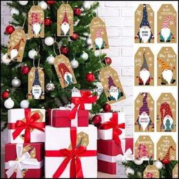 Christmas Decorations Festive & Party Supplies Home Garden Kraft Paper Tags Style Printed Labels Decorative Santa Claus Retro Cartoon Drop D