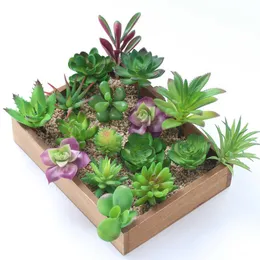 12 sztuk Sztuczny Zielony Purpurowy Czerwony Flocking Soczyste Rośliny DIY Dom Ogród Office Dekoracja Ślubna Mini Bonsai Plante 210624