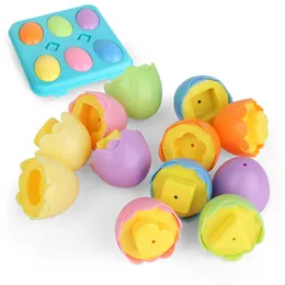 12PCS Montessori Toys Learning Math Educational Toys Smart Eggs 3D Puzzle Game For Children Popular Toy Jigsaw Mixed Shape Tools