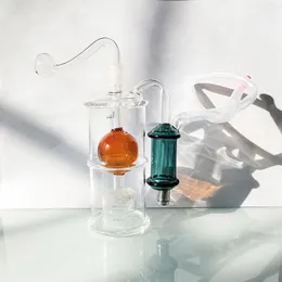 Narghilè in vetro luminoso a LED Pipa da fumo Fumo Shisha Tubi di vetro usa e getta Bruciatore a nafta Catchers Bong Percolatore Bubbler Ciotola di tabacco Accessori Regali Set intero