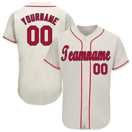 Baseball Baseball Jersey Custom Cream Red-Navy-2