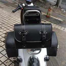Motorcycle saddle bag Side PU leather suitcase saddle bag Motorcycle riding tool bag