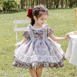 Maluch Dziewczyna Lolita Princess Dress Up Baby Girls Hiszpański Kwiatowy Suknie Dzieci Turcja Vintage Suknie Balowe Torddle Lace Vestidos 210615