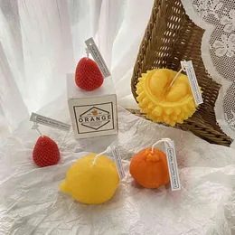 Korean version of ins soy wax scented candle, home decoration photo props ugly orange with souvenir lemon cheese candle