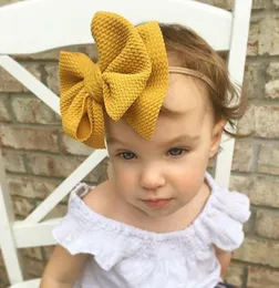 Darmowe DHL Ins 16 Kolory Cute Big Bow Hairband Baby Girls Toddler Kids Elastyczny pałąk Wiązany Turban Głowy Okładki Bow-Knot Akcesoria do włosów przez1687