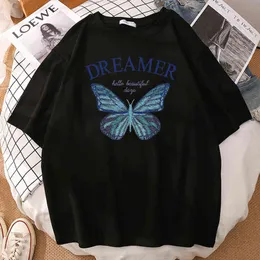 Ice Green Butterfly Printing Mężczyźni Koszulki Dorywczo O-Neck Tees Koszulki Hip Hop Oversize T Shirts Harajuku Okrągły Neck Tshirts Mężczyzna Y220214