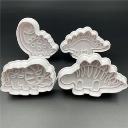 4 Pz/set Dinosauro di Plastica Decorativo Muffa Del Biscotto Cucina FAI DA TE Strumenti di Decorazione di Una Torta Taglierina Del Biscotto Timbro Fondente Embosser Die