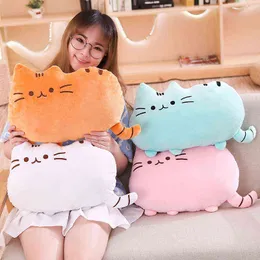Kawaii Cat Plush Pillow Kotek poduszki Miękkie Kolorowe Nadziewane Zabawki Szare Pink White Plush Lalka Gospodyni Gifts Dla Girlfriend Y211119