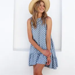 Vintage Polka Dot Print Summer Dress Women Casual Loose Beach Boho Ruffles A-line Mini Vestidos Clothes Girls 210427