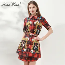 مصمم الأزياء مجموعة الربيع الصيف المرأة قصيرة الأكمام منقوشة قميص مطهر الأزهار قميص + تنورة شرابة أنيقة قطعتين مجموعة 210524