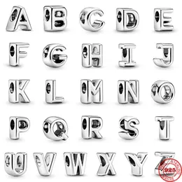 925 silver pendant English letters A-Z beaded suitable for Pandora bracelet DIY ladies luxury fashion jewelry
