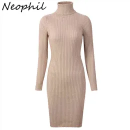 Neophil 2021 womens womens bainha de malha tartaruga pescoço vestidos de manga comprida bodycon sólido básico sexy mini vestidos vestidos d1801 g1214