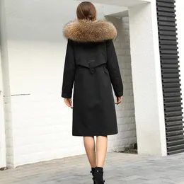 Casaco de pele feminina casaco parka longas mulheres 2021 de pele de pele de pele de pele de guaxinim inverno