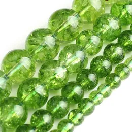 Green Peridot Stone Round Loose Spacer For Jewelry Making Natural Crystal Beads Diy Bracelet Necklace 15" 4 6 8 10mm